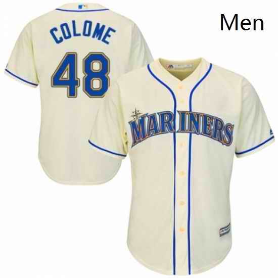 Mens Majestic Seattle Mariners 48 Alex Colome Replica Cream Alternate Cool Base MLB Jersey